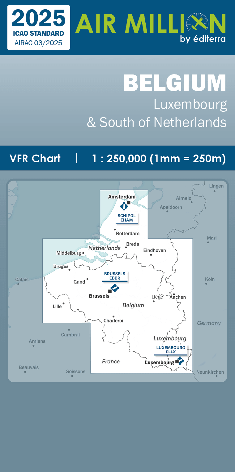 CARTE AIR MILLION BELGIQUE 2025 (1/250 000)