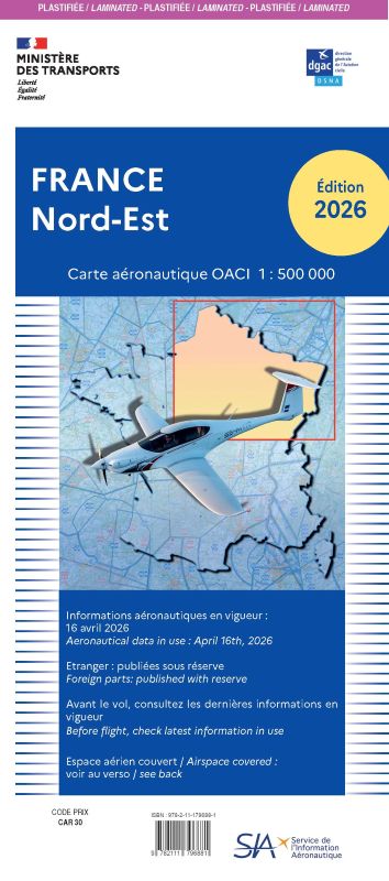 Carte OACI Nord - Est Plastifiée