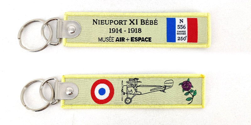 PORTE CLES NIEUPORT en tissu jaune brodé - LA BOUTIQUE DU PILOTE