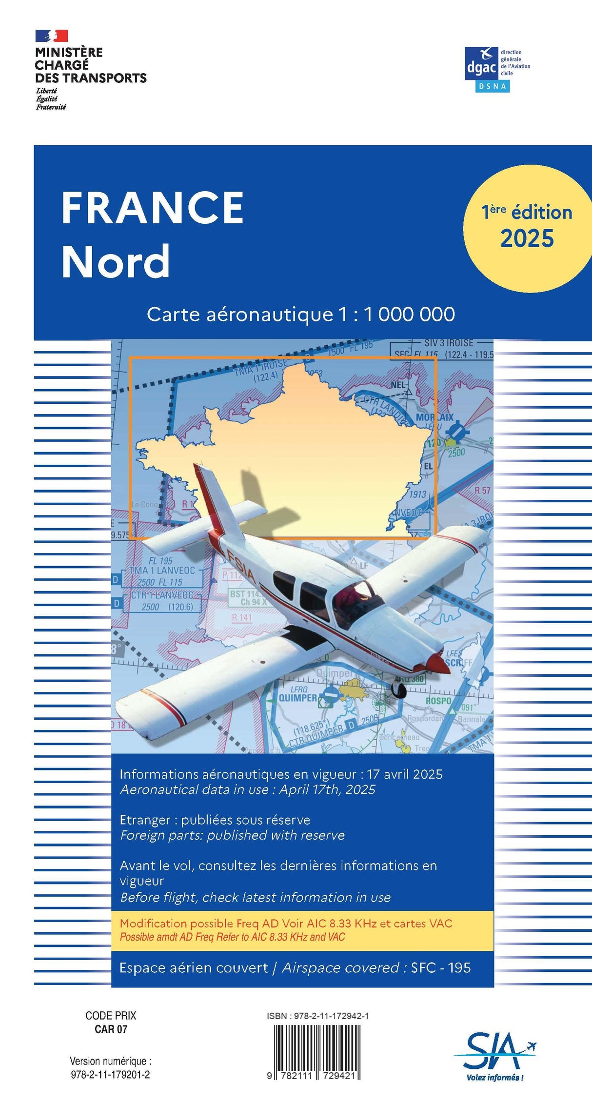 Carte France Nord 2025 1e Edition - SIA - (1/1 000 000)