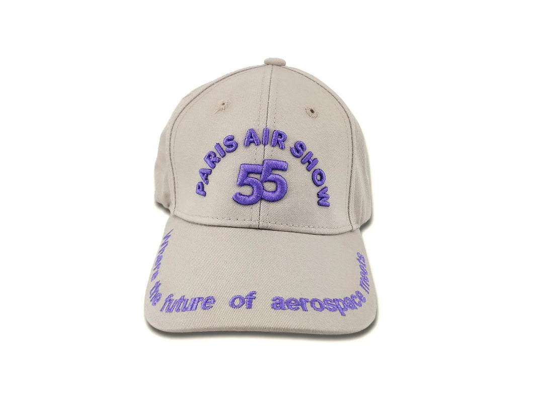Casquette pour enfant beige à tissage violet pour le 55e salon de l'air et de l'espace au Bourget