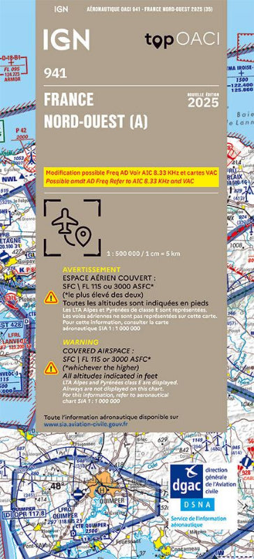 Carte OACI IGN France Nord Ouest 2025