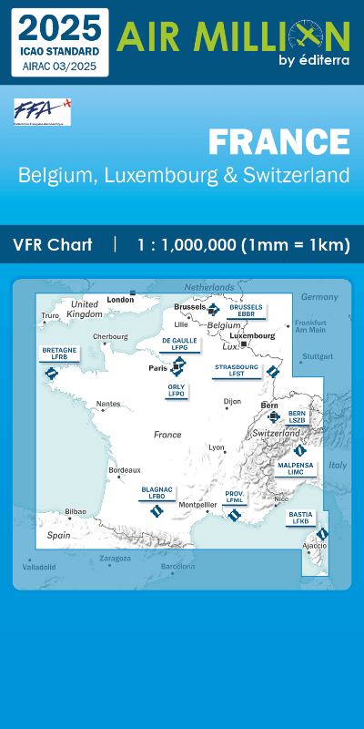 Carte Air Million 2025par Editerra : France Luxembourg et Suisse