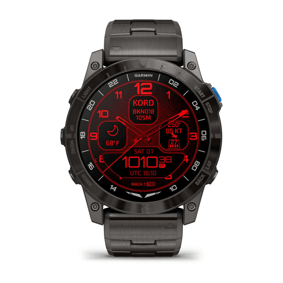 D2 Mach 1 Pro - Garmin - Montre aviateur connectée - Bracelet en Titane - LA BOUTIQUE DU PILOTE