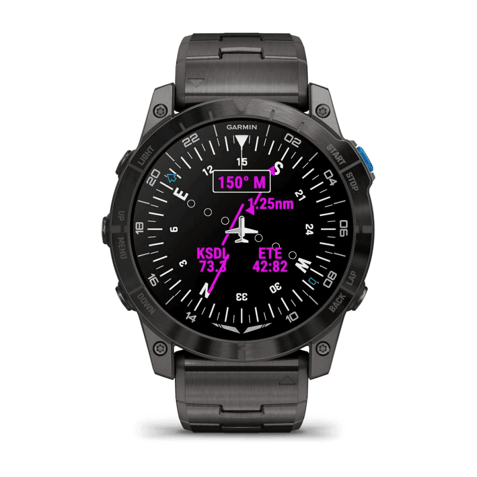 D2 Mach 1 Pro - Garmin - Montre aviateur connectée - Bracelet en Titane - LA BOUTIQUE DU PILOTE