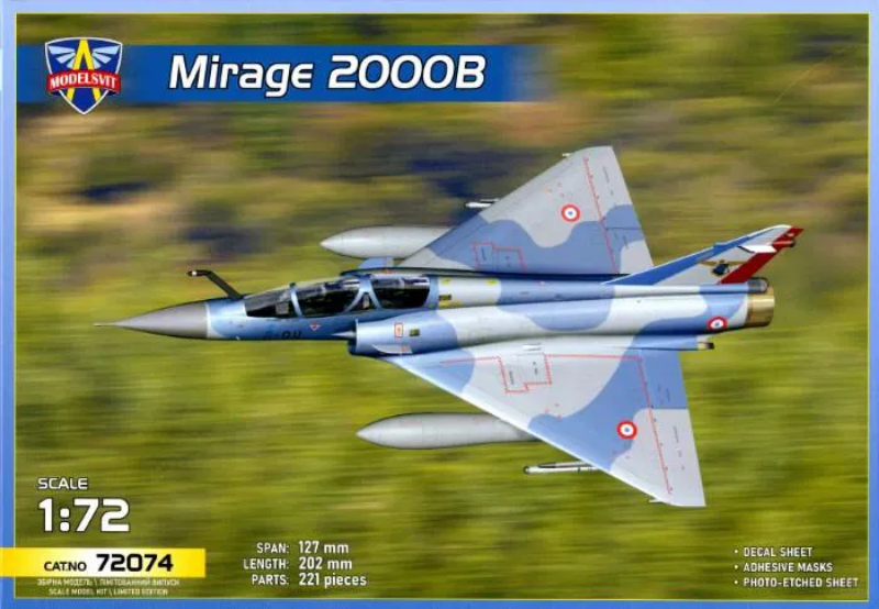 Boîte de la maquette à construire du Mirage 2000 B par Modelsvit