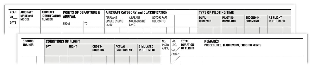 standard pilot log blue asa-sp-57