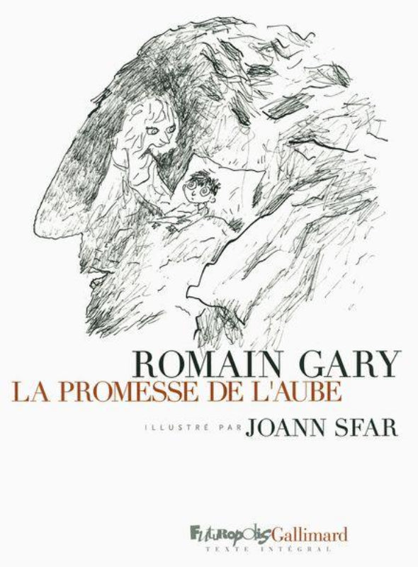 Première de couverture du livre La Promesse de l'Aube de Romain Gary illustré par Joann Sfar aux éditions Futuropolis Gallimard