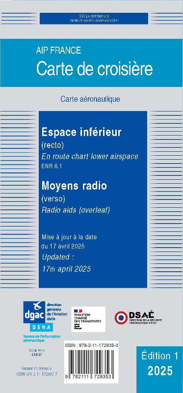 Carte de croisière Air France espace inférieur et moyens radio