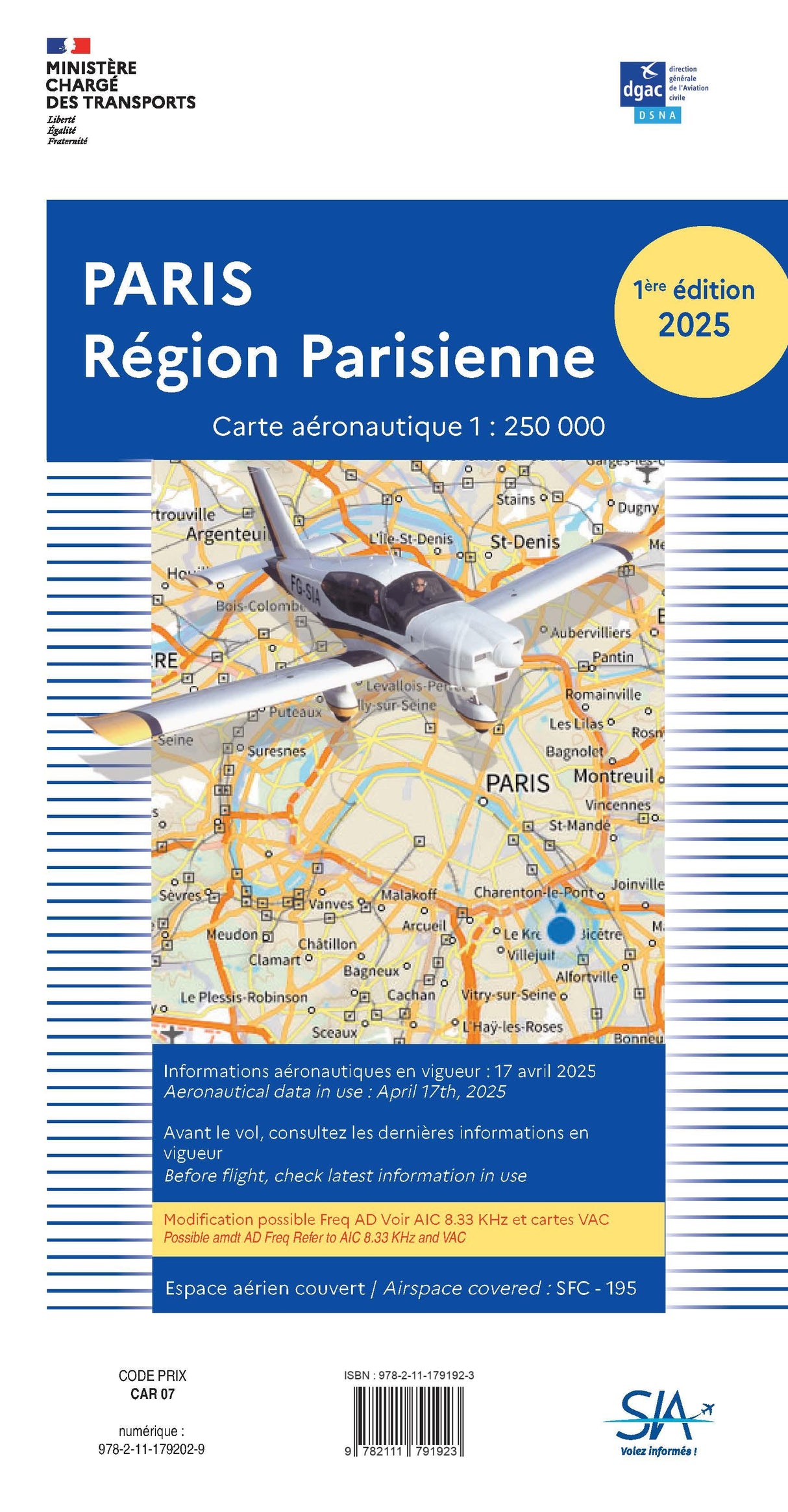 CARTE REGION PARISIENNE 2025 1e Edition - SIA -  (1/250 000)