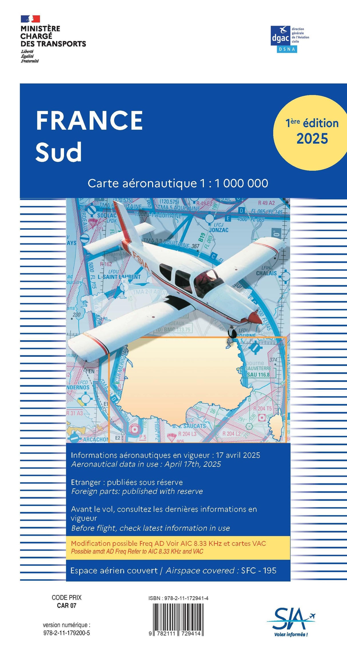 Carte France Sud 2025 1e Edition - SIA - (1/1 000 000)