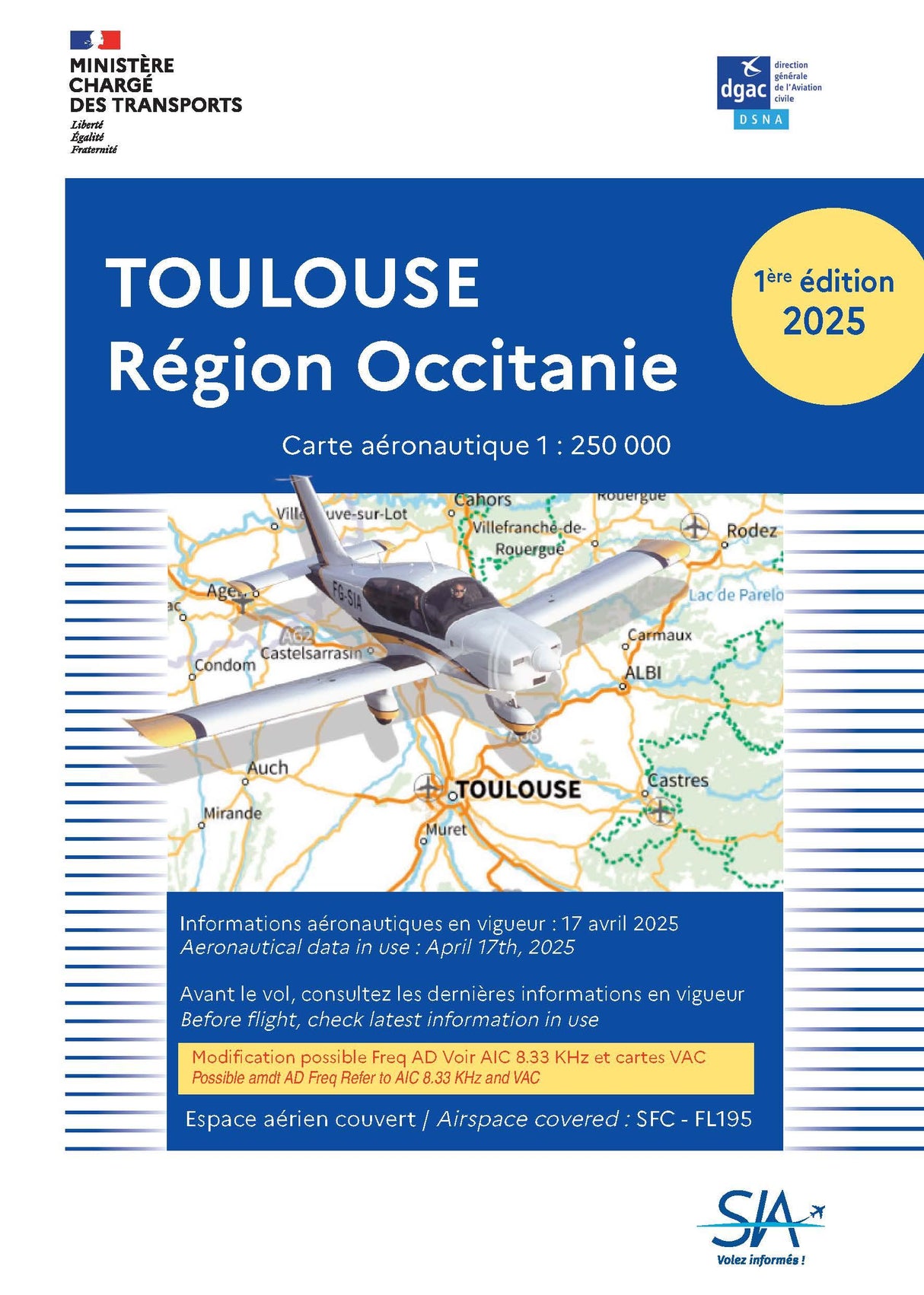 Carte Toulouse Région Occitanie 2025 1e Edition - SIA - (1/250 000)