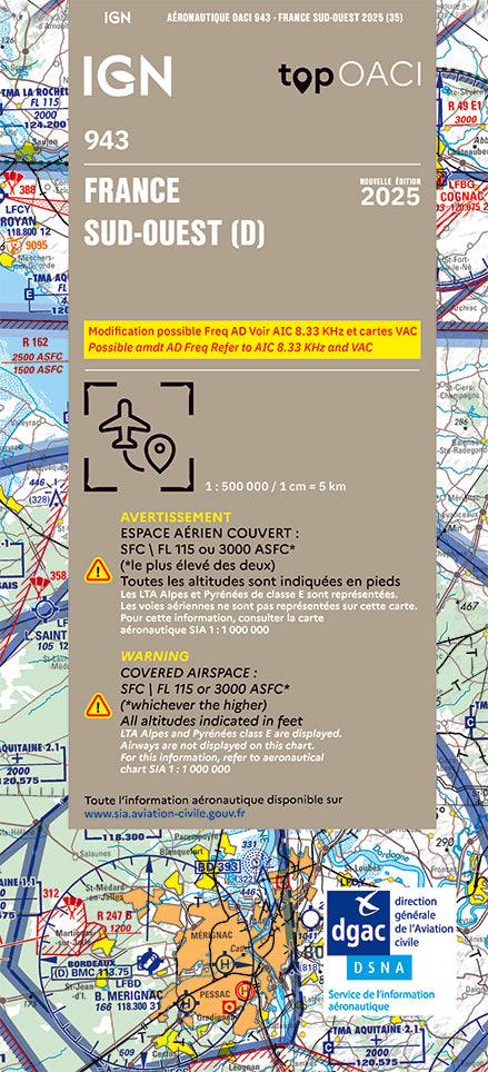 Carte OACI Sud/Ouest (S/O) Edition 2025