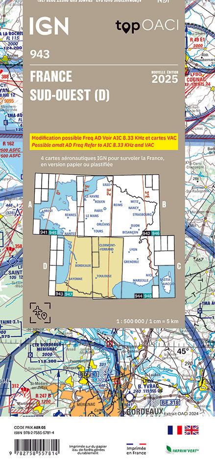 Carte OACI Sud/Ouest (S/O) Edition 2025