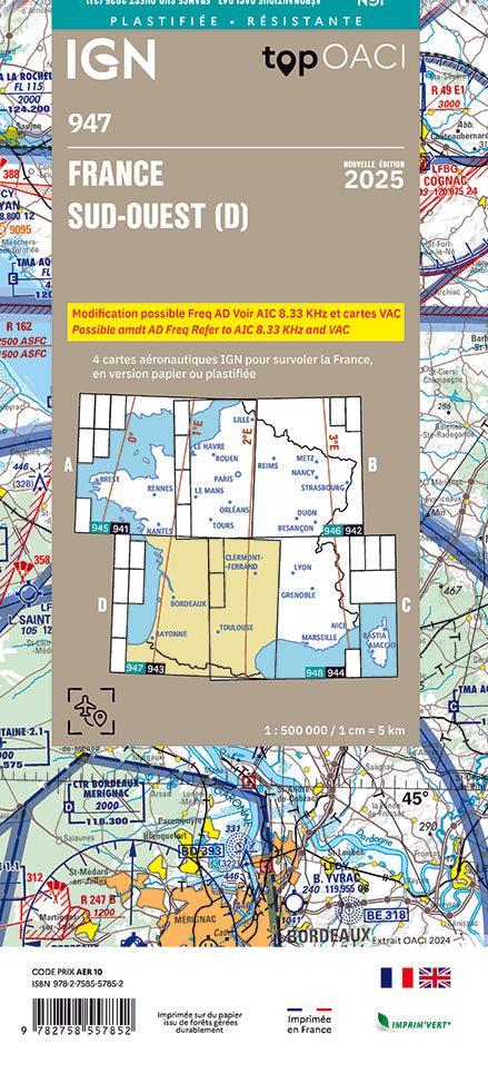 Carte OACI Sud/Ouest (S/O) Edition 202 Plastifiée