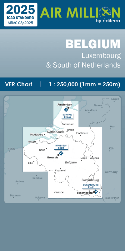 Carte Air Million 2025 par Editerra, Belgique Luxembourg et Pays-Bas Sud