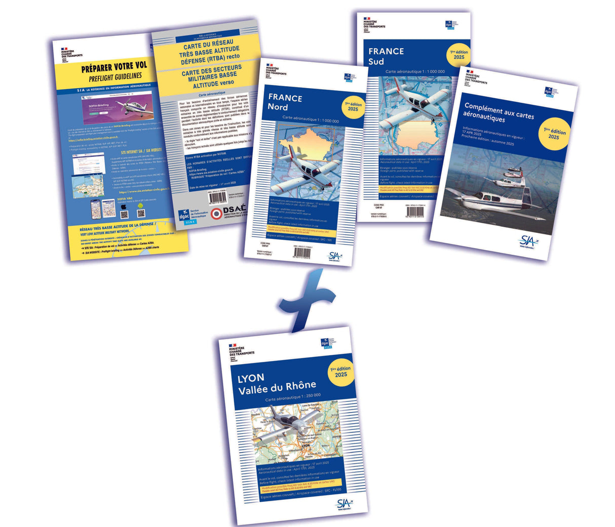 DOCUMENTS VFR 2025 1e Edition + Carte Lyon Vallée du Rhône - SIA