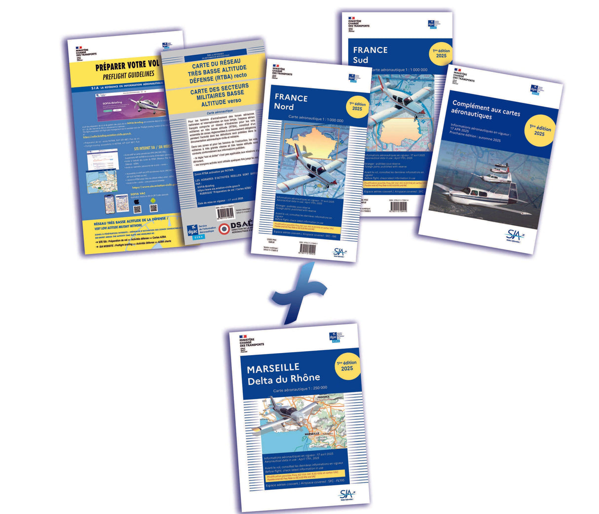 DOCUMENTS VFR 2025 1e Edition + Carte Marseille Delta du Rhône - SIA