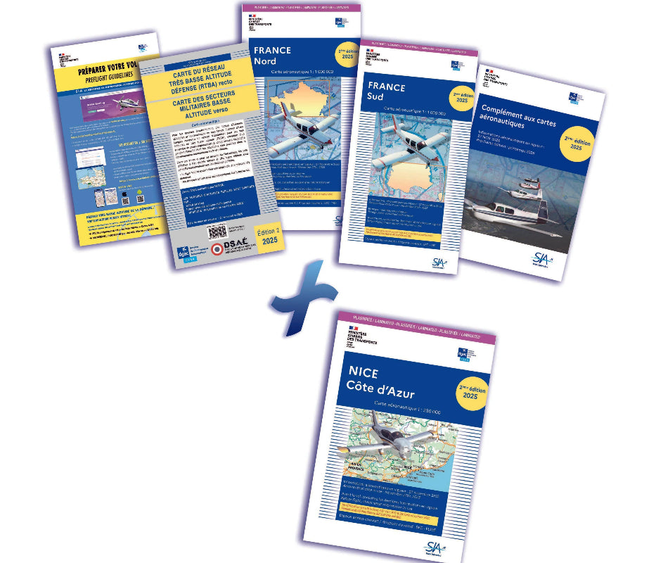 Documents VFR plastifiés + carte Nice Côte d'Azur, 2e édition novembre 2025