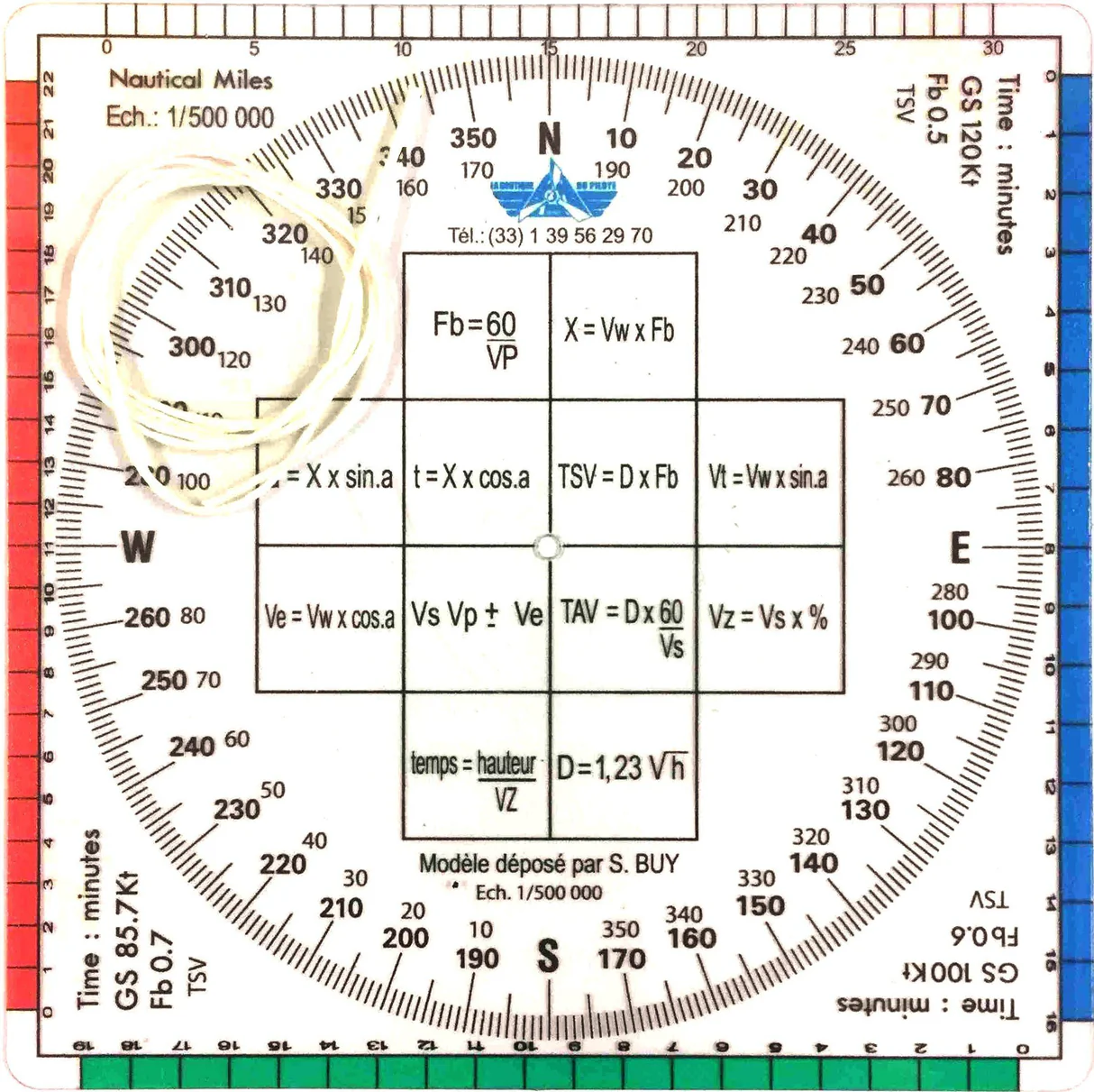 rapporteur de déroutement 125*125mm avec 3 fb