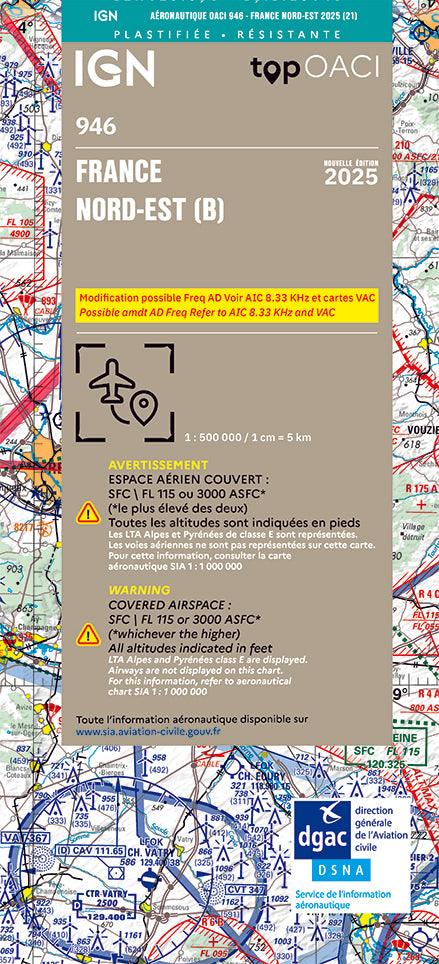 Carte OACI Nord/Est (N/E) Edition 2025 Plastifiée