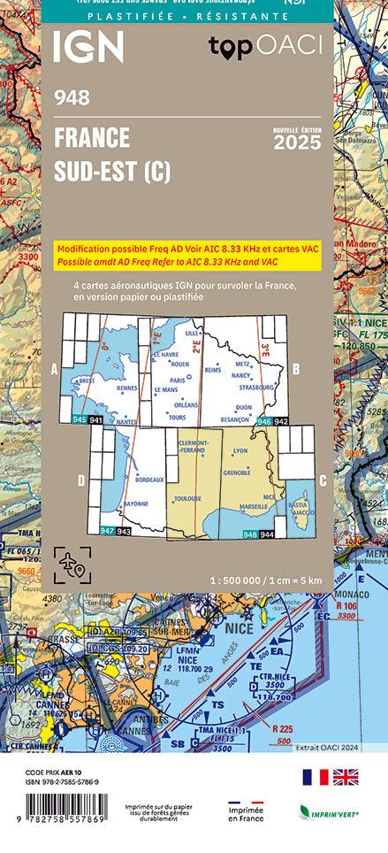 Carte OACI Sud/Est (S/E) Edition 2025 Plastifiée