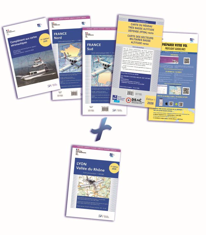 Documents VFR 2e édition 2026 plastifiés + Carte Lyon plastifiée - SIA