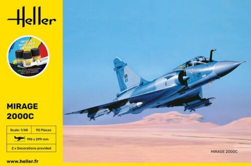 Boîte du starter kit de la maquette à construire Mirage 2000C Par Heller