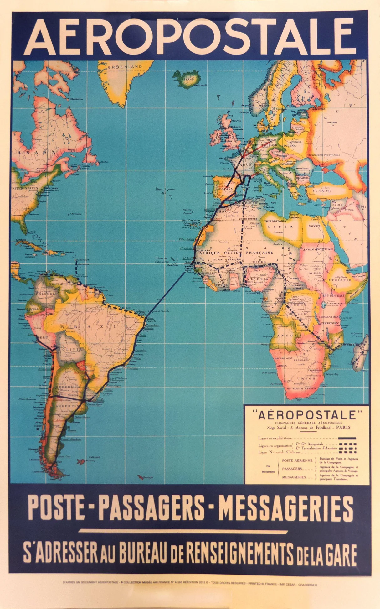 affiche musee air france 63 x 100 cm aeropostale