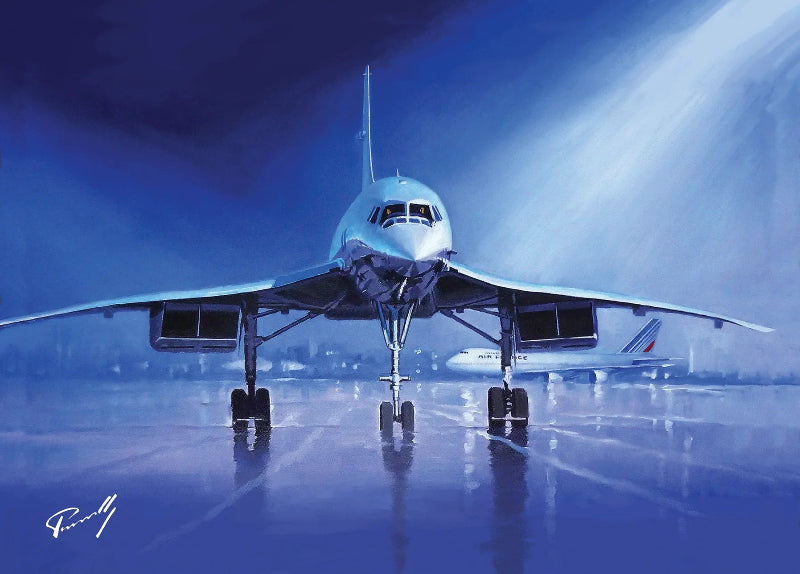 Carte postale Concorde et Boeing 747 par Lucio Perinotto