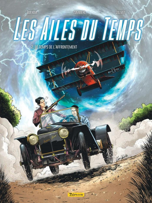 Première de couverture de la bande dessinée Les Ailes du temps, tome 2 : le temps de l'affrontement par Buendia, Zumbiehl et Jolivet aux éditions Zéphyr