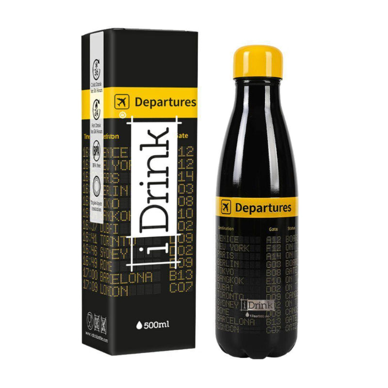 Bouteille Thermos Departures - Panneau Affichage Aéroport - LA BOUTIQUE DU PILOTE
