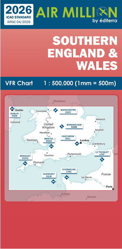 Carte Air Million Sud de l'Angleterre et Pays de Galles 2026 Editerra (1/500 000)