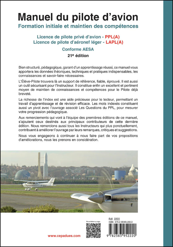 Quatrième de couverture du manuel du pilote d'avion, 21e édition