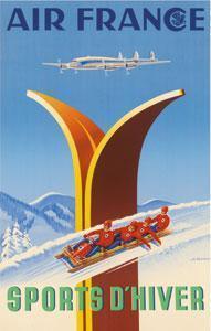 affiche musee air france 50 cm x 70 cm 48 sports d'hiver