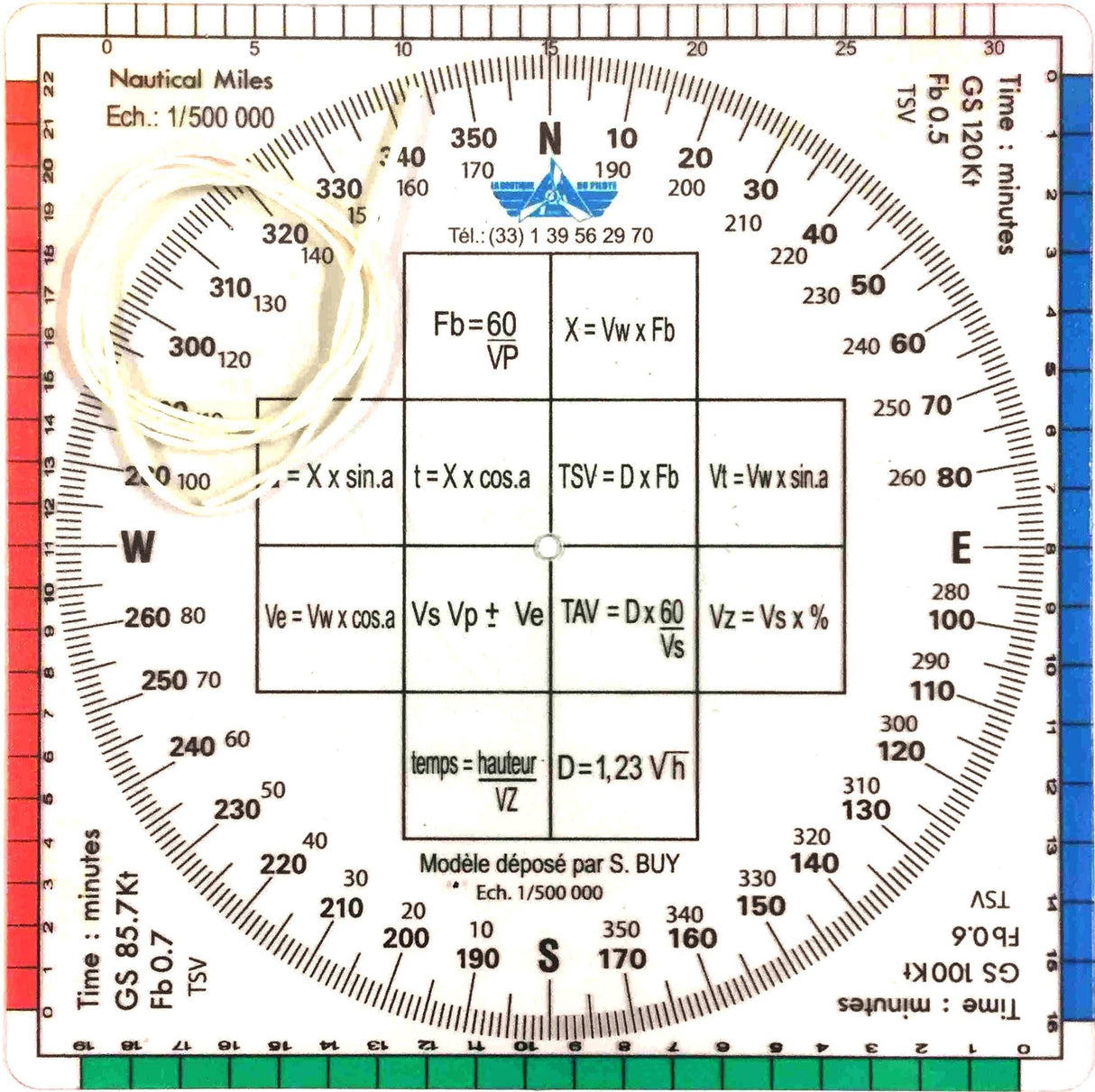rapporteur de déroutement 125*125mm avec 3 fb