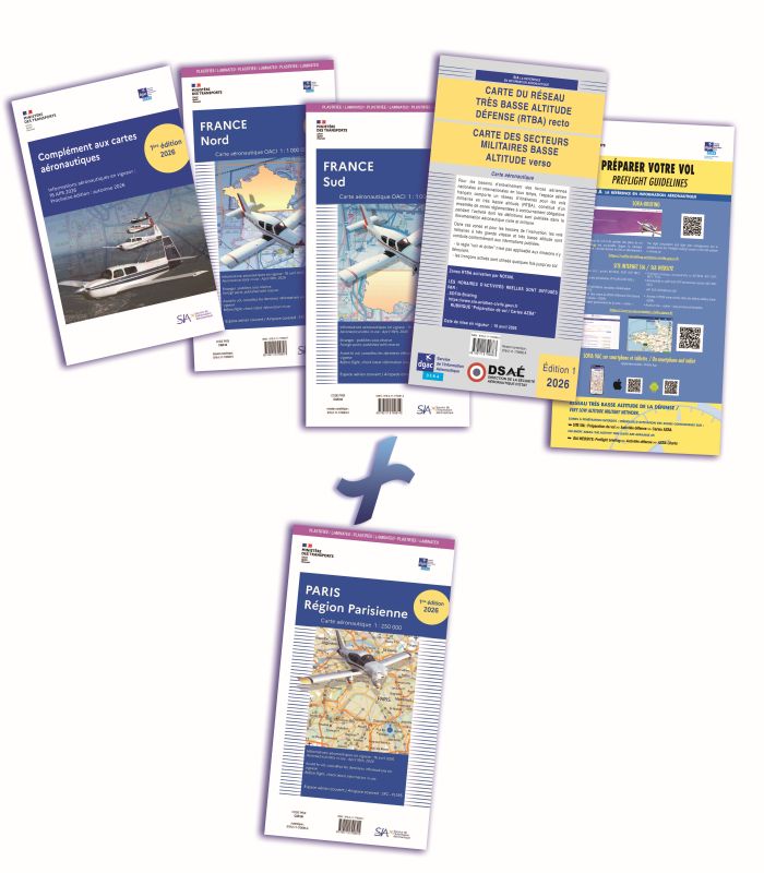 Documents VFR 2026 plastifiés + Carte Région Parisienne plastifiée - SIA