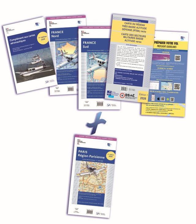 Documents VFR 2026 plastifiés + Carte Région Parisienne plastifiée - SIA