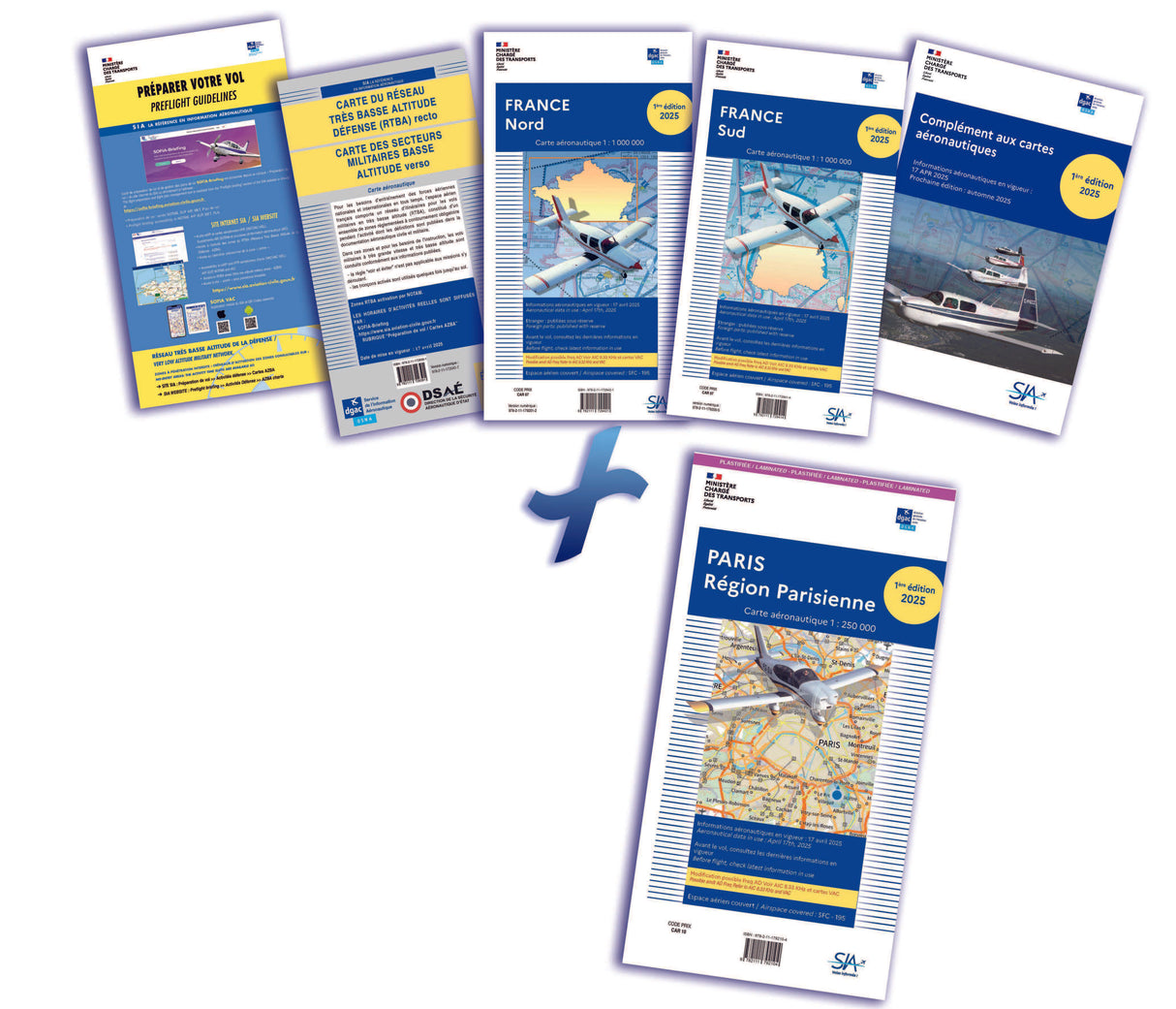 Pré-Commande DOCUMENTS VFR 2025 1e Edition plastifiés +  Carte Région Parisienne plastifiée - SIA