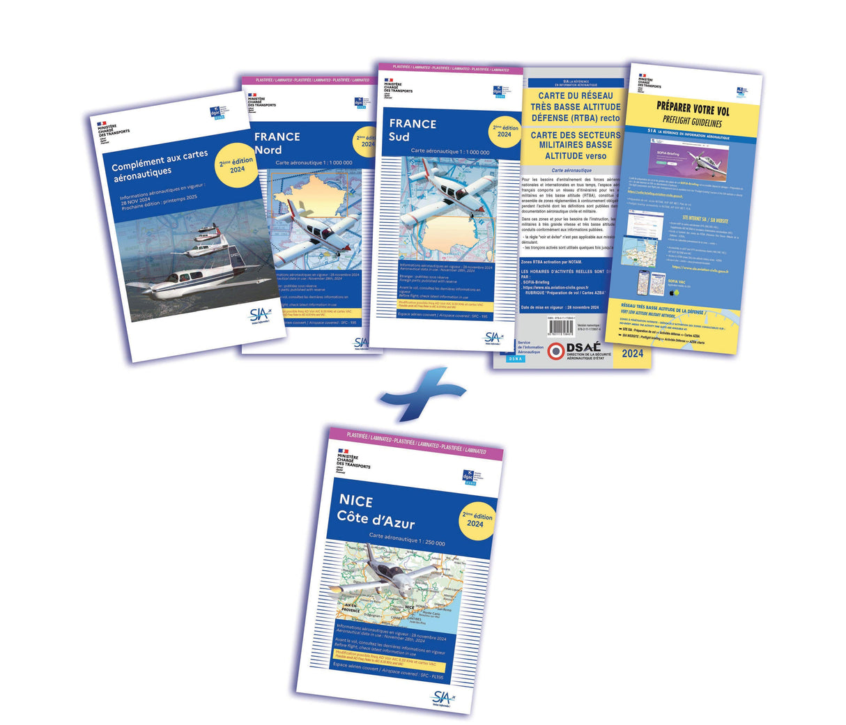 DOCUMENTS VFR 2e Edition 2024 plastifiés +  Carte nice plastifiée - SIA