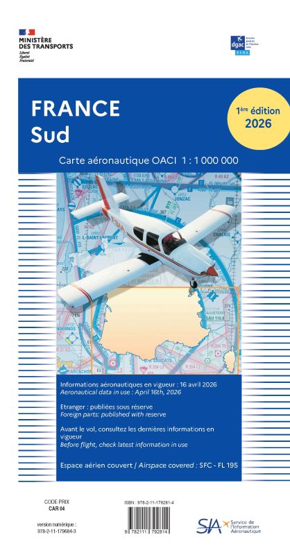 Carte VFR France Sud 2026 - SIA - (1/1 000 000)
