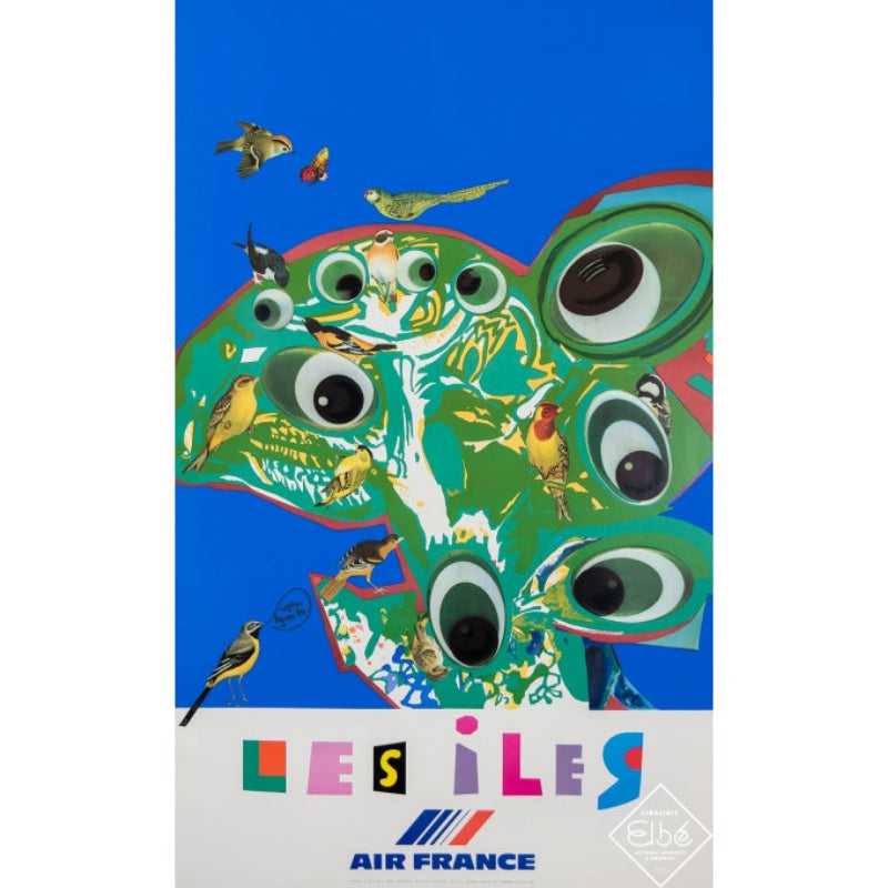 Reproduction d'affiche Air France "Les Îles de Roger Bézombes