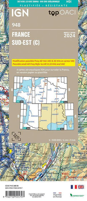 PRE-COMMANDE Carte OACI Sud/Est (S/E) Edition 2024 Plastifiée - LA BOUTIQUE DU PILOTE