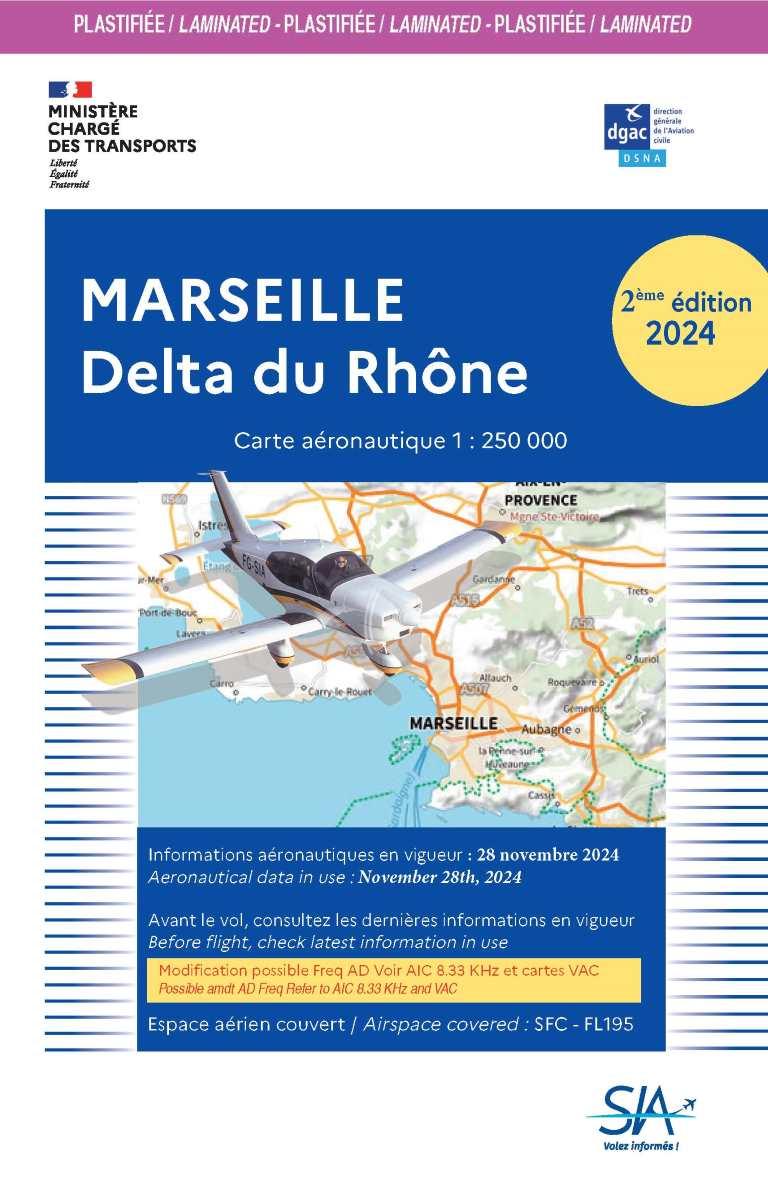 Carte Plastifiée Marseille Delta du Rhône 2e Edition 2024 - SIA - (1/250 000)