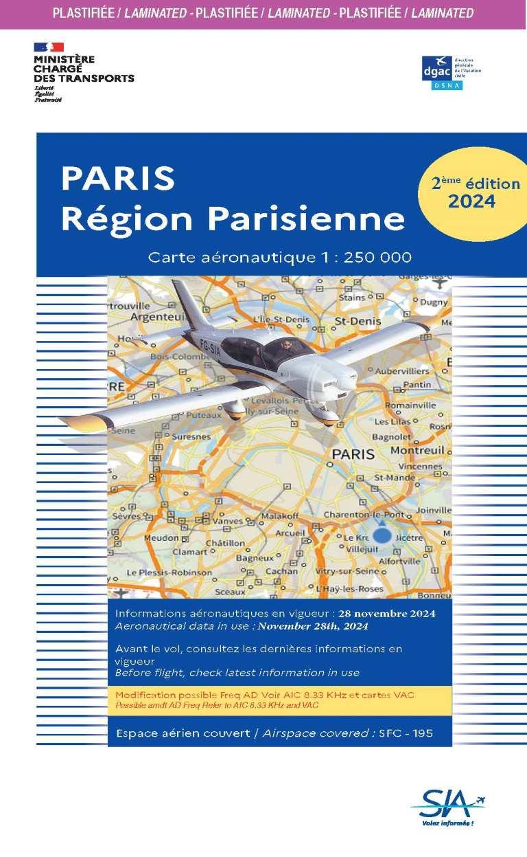 Carte Plastifiée REGION PARISIENNE 2e Edition 2024 - SIA - (1/250 000)