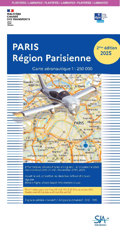 Carte SIA plastifiée Région parisienne édition 2 novembre 2025