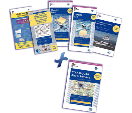 Documents VFR plastifiés + carte plastifiée Strasbourg Alsace Lorraine