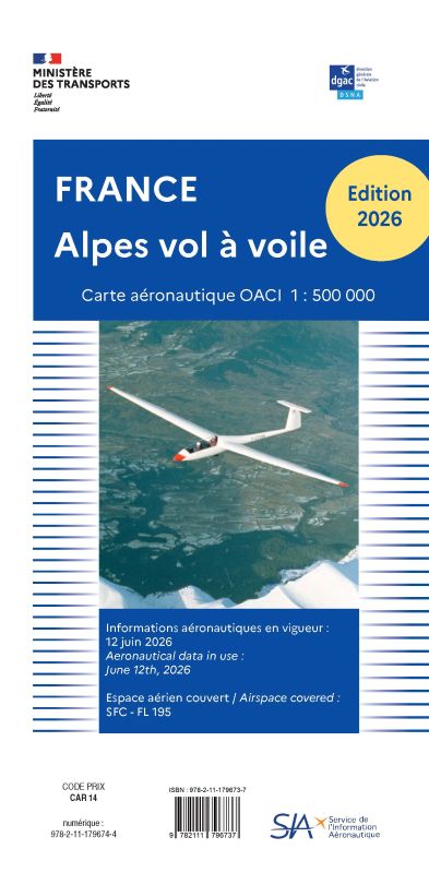 Carte France Alpes vol à voile 2026 - SIA