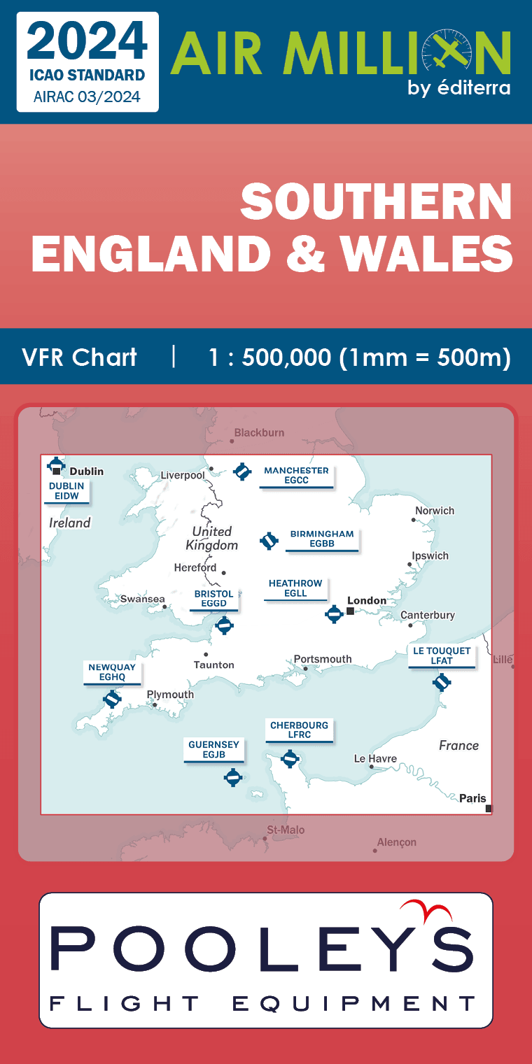 PRE-COMMANDE CARTE AIR MILLION SOUTHERN ENGLAND & WALES 2024 (1/500 000) - LA BOUTIQUE DU PILOTE