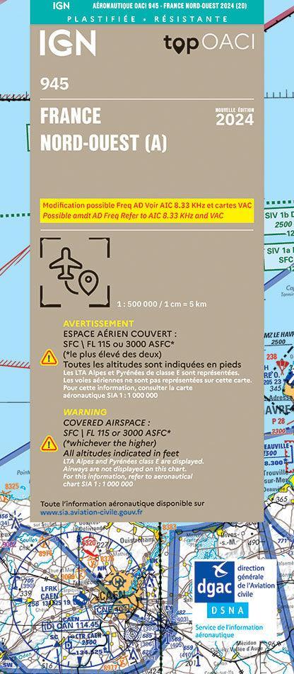 PRE-COMMANDE Carte OACI Nord/Ouest (N/O) Edition 2024 Plastifiée - LA BOUTIQUE DU PILOTE